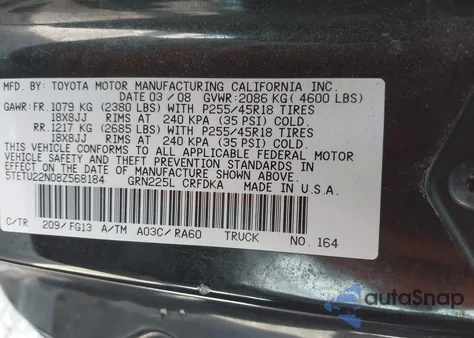 2008 Toyota Tacoma X-Runner from USA, damaged, VIN 5TETU22N08Z568184